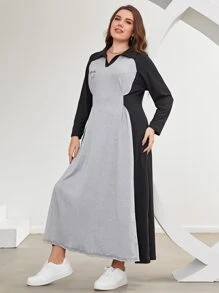 Mulvari Plus Colourblock Raglan Sleeve Tee Dress - Multicolor - View 6