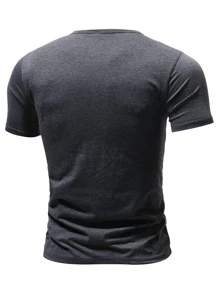 Manfinity Homme Tops Nam Khối Màu Giải trí - Màu xám đen - Xem 2