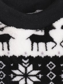 聖誕雪花圖案寵物運動衫 - 黑與白 - 查看 3