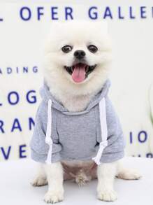 Zipper Detail Pet Hoodie - Grey - View 1