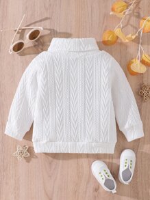 Baby Bear Embroidery Cable Knit Jumper - White - View 2