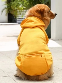 Zipper Detail Pet Hoodie - Yellow - View 2