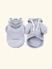 Zipper Detail Pet Hoodie - Grey - View 4