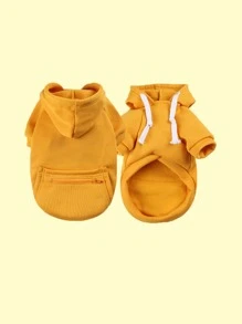 Zipper Detail Pet Hoodie - Yellow - View 4