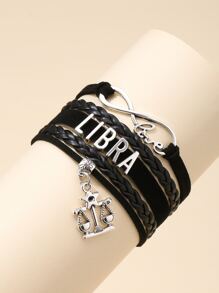 Pulsera De Letra Decorativa Con Varias Capas - Negro - Ver 1