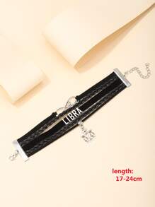 Pulsera De Letra Decorativa Con Varias Capas - Negro - Ver 3