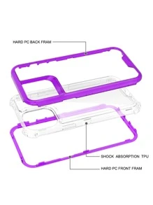 Basic Phone Cases Protective Anti-Fall Clear Phone Case Compatible With IPhone15/15Plus/15Pro/15Promax - Purple - View 4