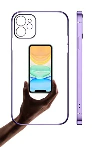 1 PC Màu Trơn Trong Suốt TPU Mềm Mại Ốp Lưng Mạ Điện Cạnh Thẳng Lỗ Mịn Vỏ Điện Thoại Tương Thích Với IPhone - Màu tím - Xem 2