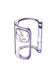 1 PC Màu Trơn Trong Suốt TPU Mềm Mại Ốp Lưng Mạ Điện Cạnh Thẳng Lỗ Mịn Vỏ Điện Thoại Tương Thích Với IPhone - Màu tím - Xem 3