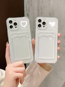 2 chiếc Cặp đôi Trái tim & Chữ cái Hộp đựng điện thoại rõ ràng có khe cắm thẻ - Nhiều màu - Xem 1