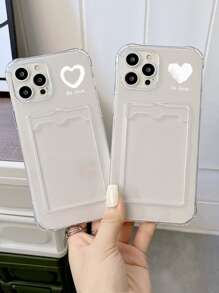 2 chiếc Cặp đôi Trái tim & Chữ cái Hộp đựng điện thoại rõ ràng có khe cắm thẻ - Nhiều màu - Xem 2