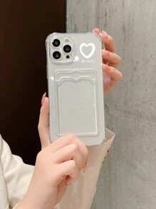 2 chiếc Cặp đôi Trái tim & Chữ cái Hộp đựng điện thoại rõ ràng có khe cắm thẻ - Nhiều màu - Xem 3