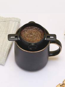 可折叠便携式咖啡滤纸咖啡壶，不锈钢滴滤咖啡茶杯，可重复使用无纸化手冲咖啡滤纸学校用品返校 - 黑色 - 查看 6