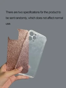 Clear Phone Case With Glitter Paper - Brown - View 4