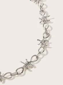 1pc Women's Fashionable Metal Waist Chain With Thorn, Flame, Butterfly Decor - Silver - View 4