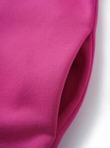 SHEIN EZwear 水鑽翅膀拉鏈開襟抽繩加絨內裏連帽衫 - 玫紅色 - 查看 5