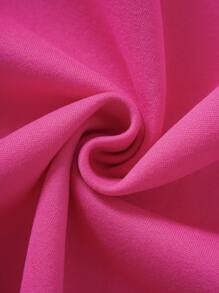 SHEIN EZwear 水鑽翅膀拉鏈開襟抽繩加絨內裏連帽衫 - 玫紅色 - 查看 6