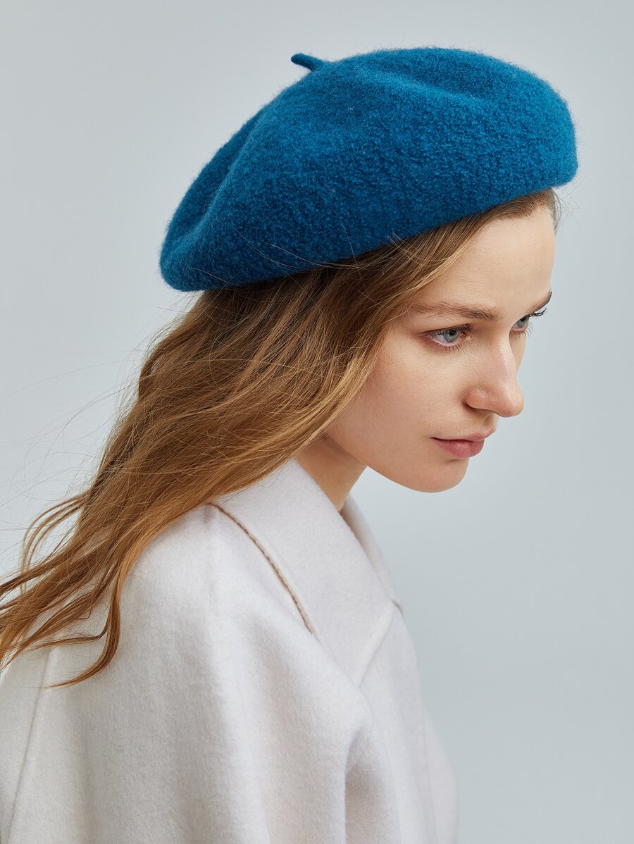 MOTF PREMIUM WOOL-MIX SOLID BERET - Blue - View 1