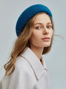 MOTF PREMIUM WOOL-MIX SOLID BERET - Blue - View 3