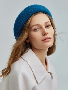 MOTF PREMIUM WOOL-MIX SOLID BERET - Blue - View 6