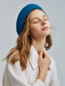 MOTF PREMIUM WOOL-MIX SOLID BERET - Blue - View 8