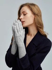 MOTF PREMIUM 100% WOOL SOLID SHOW FINGER TOUCHSCREEN GLOVES - Grey - View 11