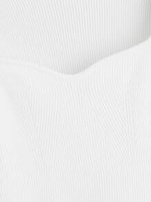 RueChic Sweetheart Neck Ribbed Knit Jumper - White - View 3