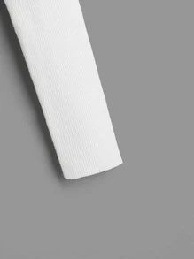 RueChic Sweetheart Neck Ribbed Knit Jumper - White - View 4