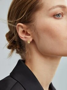 MOTF PREMIUM 不对称几何设计耳钉 - 金黃色 - 查看 8