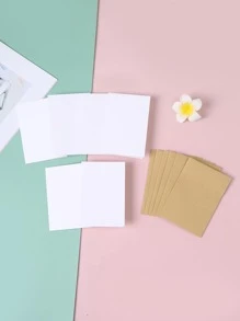 6 piezas liso Tarjeta de felicitación & 6 piezas Sobre - Blanco - Ver 1