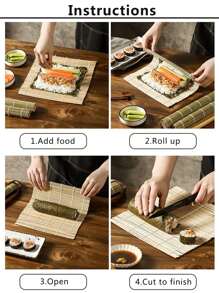 1 pieza Alfombra de madera con sushi - Verde - Ver 7