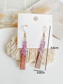 木頭幾何耳墜 - 彩色 - 查看 3