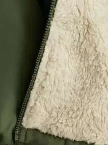 SHEIN 嬰兒女孩泰迪絨線帽外套