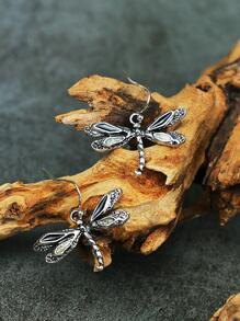 蜻蜓耳墜 - 復古銀色 - 查看 3