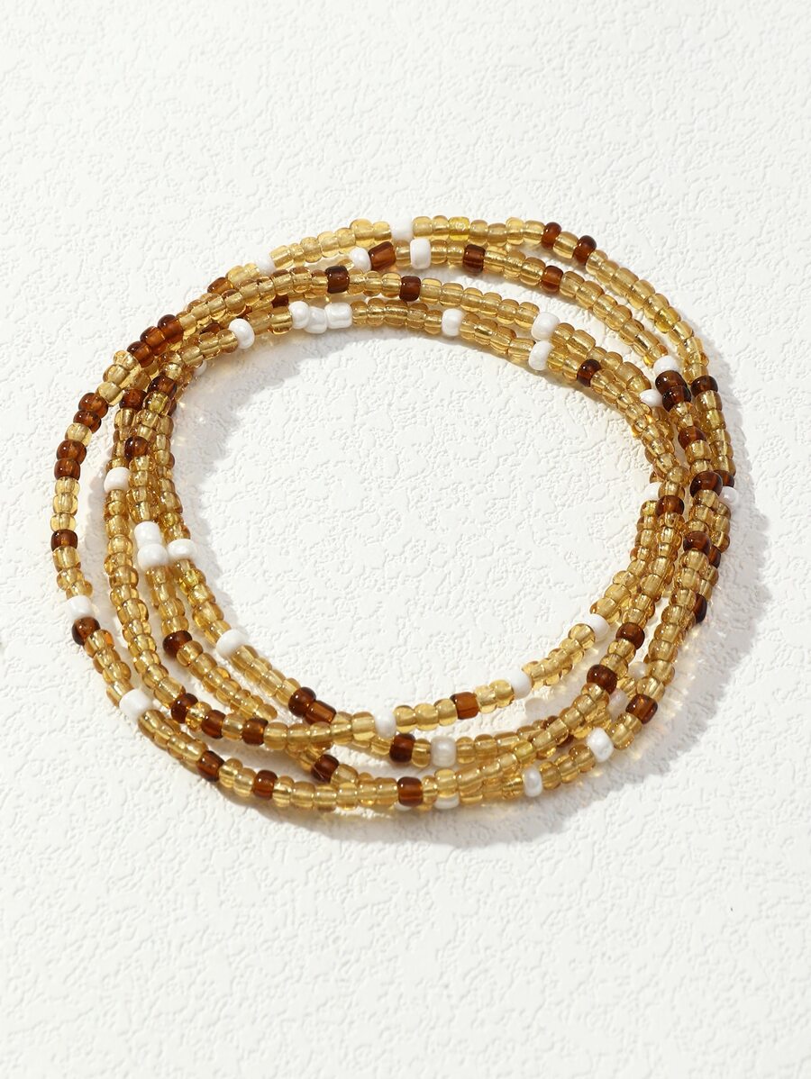 Vòng chân đính cườm khối màu ngẫu nhiên - Nhiều màu - Xem 1