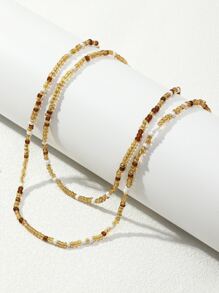 Vòng chân đính cườm khối màu ngẫu nhiên - Nhiều màu - Xem 4