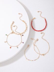 5 cái Heart & chuỗi hạt trang trí vòng tay - Nhiều màu - Xem 2