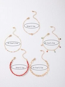 5 cái Heart & chuỗi hạt trang trí vòng tay - Nhiều màu - Xem 3