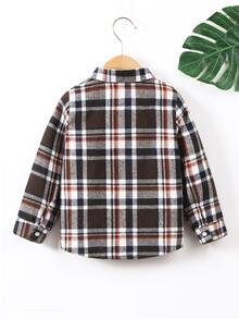 小男童格紋補丁貼口袋襯衫不帶T恤