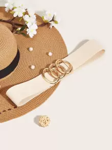 1入組女性/少女彈性寬裙帶，彈性腰帶 - 米色 - 查看 11