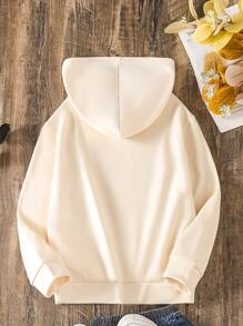 Tween Girl Letter Graphic Sweatshirt - Apricot - View 2