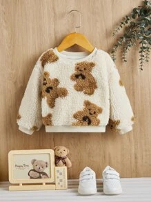 SHEIN 嬰兒小熊印花絨毛運動衫 - 彩色 - 查看 1