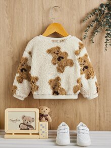 SHEIN 嬰兒小熊印花絨毛運動衫 - 彩色 - 查看 2