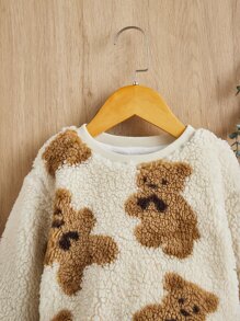 SHEIN 嬰兒小熊印花絨毛運動衫 - 彩色 - 查看 3