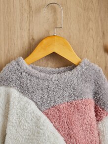 SHEIN Bebé niña Pullover teddy de color combinado - Multicolor - Ver 3