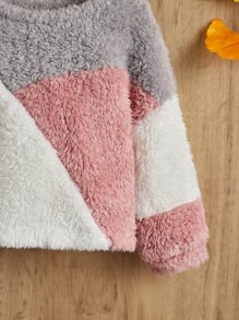 SHEIN Bebé niña Pullover teddy de color combinado - Multicolor - Ver 4