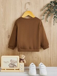 SHEIN Baby Leopard & Heart Print Sweatshirt - Brown - View 2