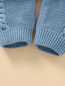 Baby 1pc Heart Pattern Cable Knit Overalls - Blue - View 3