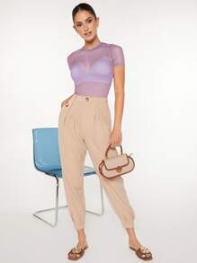 SHEIN BAE 透視網紗上衣不附胸罩 - 紫丁香色 - 查看 3