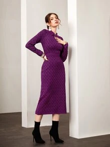 Modelyn Letter Pattern Jumper Dress - Purple - View 6